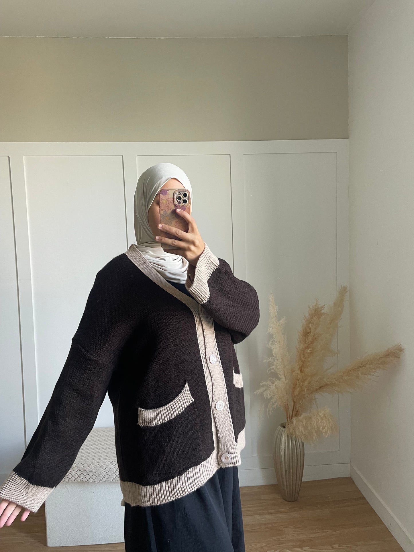 Cardigan | marron et beige