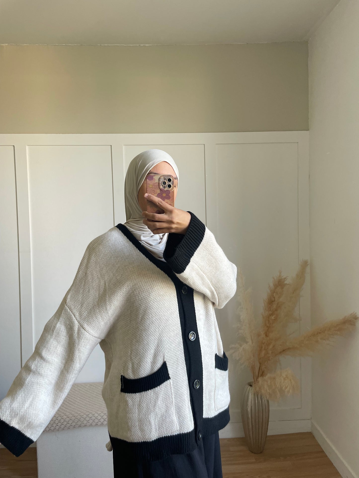 Cardigan | Beige et noir