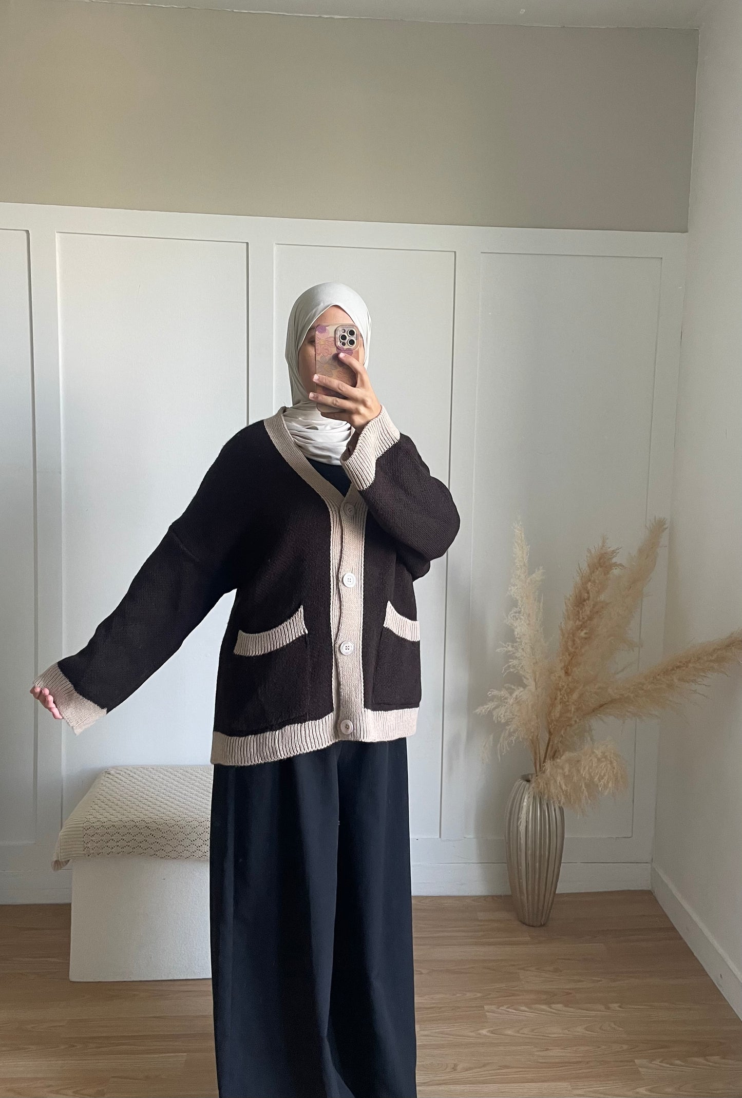 Cardigan | marron et beige