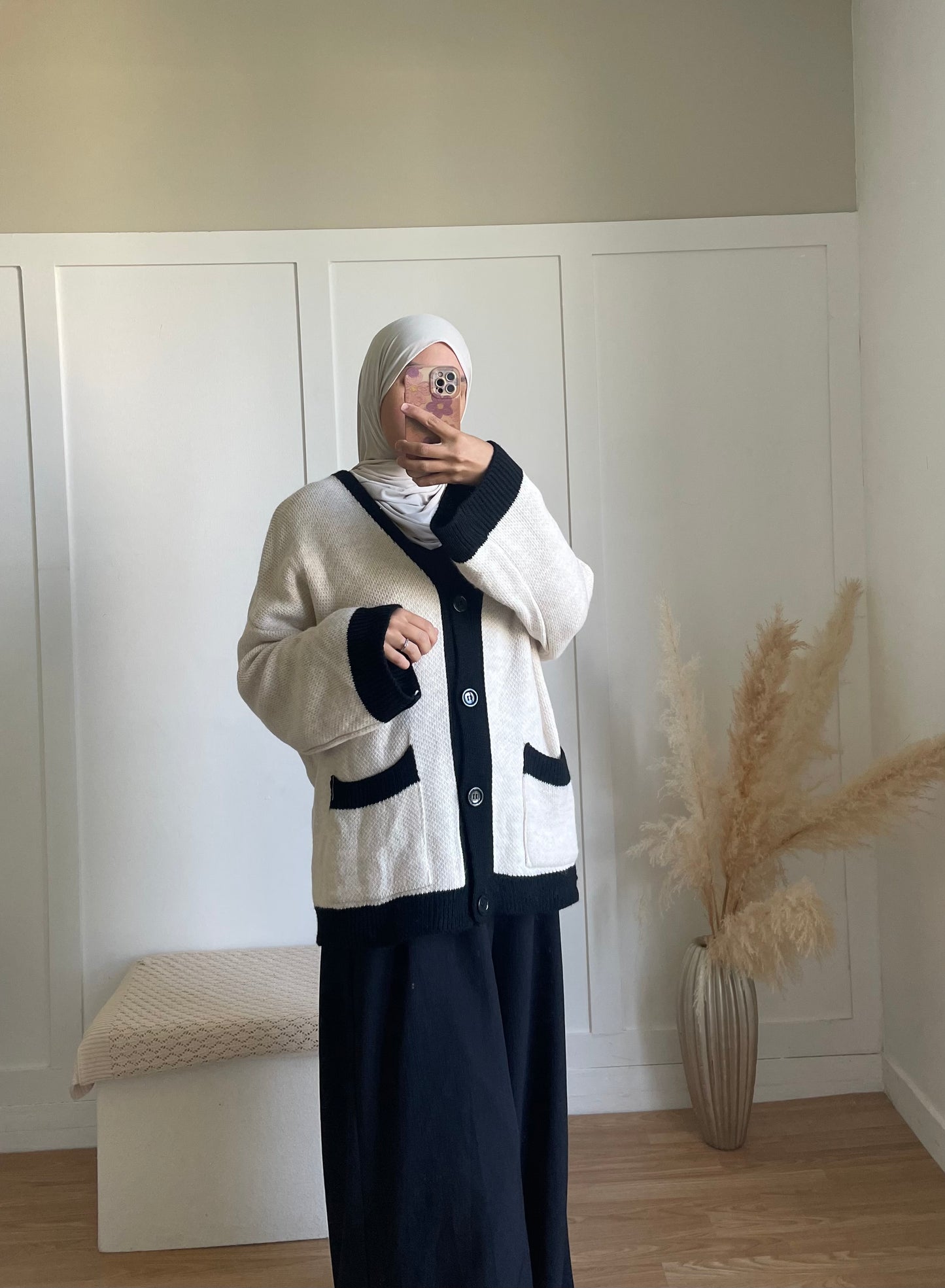 Cardigan | Beige et noir