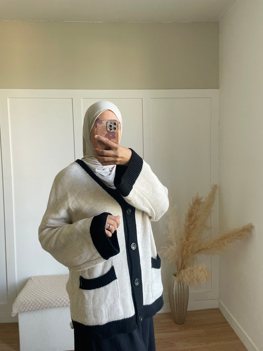 Cardigan | Beige et noir