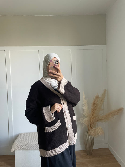 Cardigan | marron et beige
